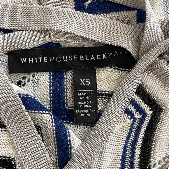 WHBM Blue Metallic Chevron Open Back Delicate Lightweight Open Knit Sweater-XS - Picture 7 of 11